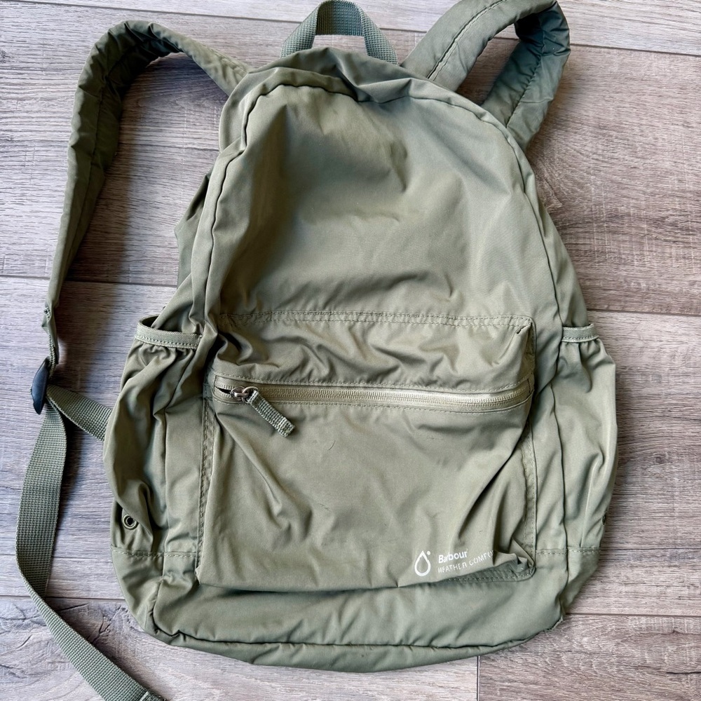 Barbour Lightweight Nylon Backpack Bag Weather Comfort Daypack Khaki Green